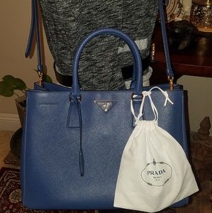 Prada Lux Saffiano Bluette Bag Satchel